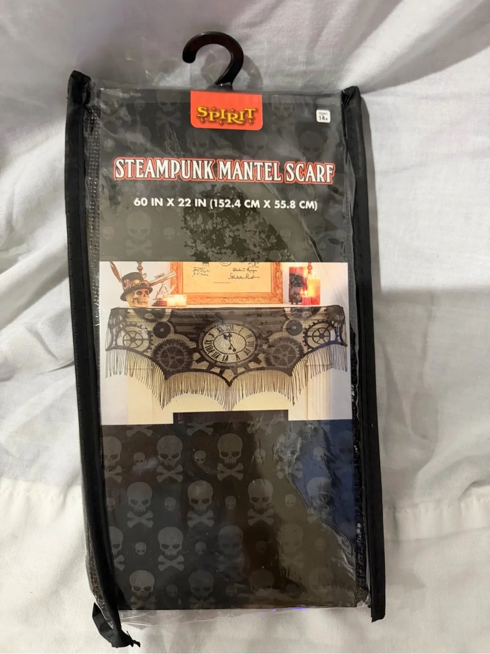 Spirit Black Steampunk Mantel Scarf with Gear Motif